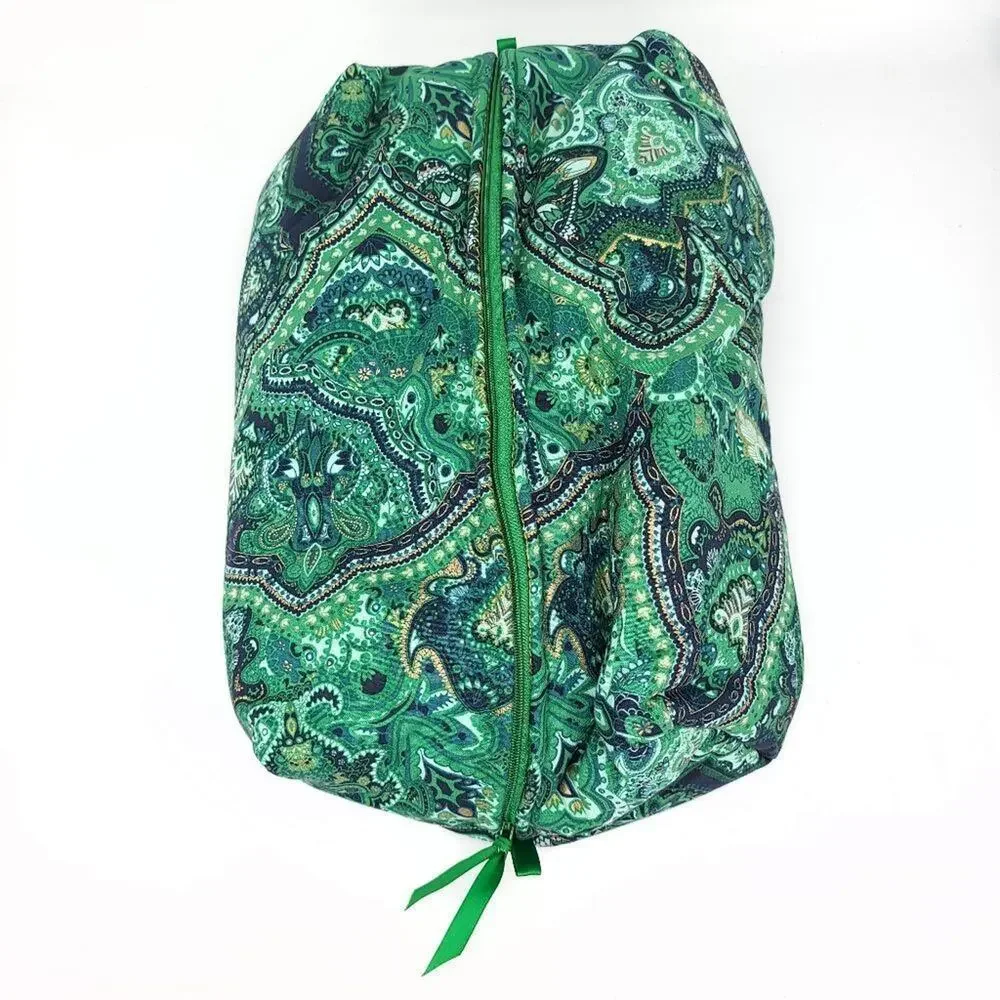 Handmade Makeup Cosmetic Bag Set Green Floral Travel Zip Case Lined Make Up - Picture 9 of 13